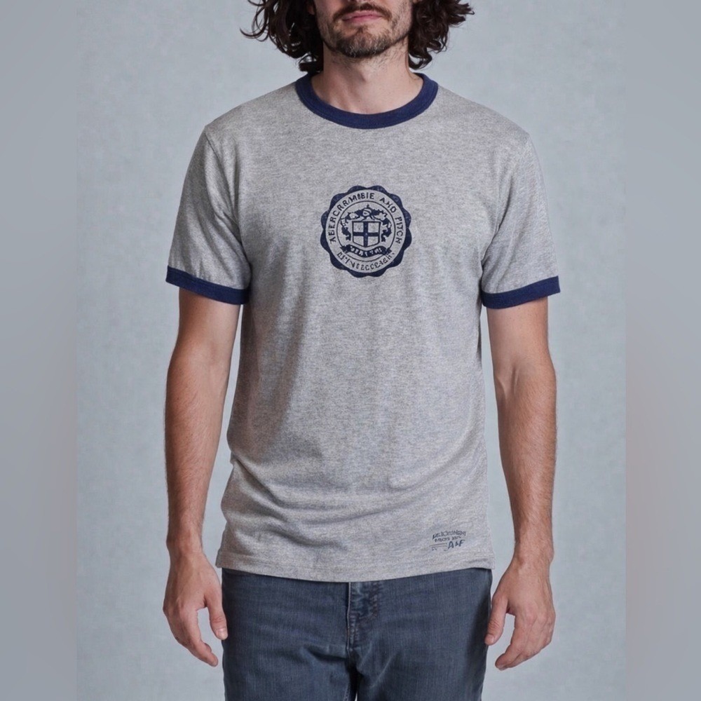 Abercrombie and Fitch Vintage Y2K Gray/Blue Short Sleeve T-Shirt Top